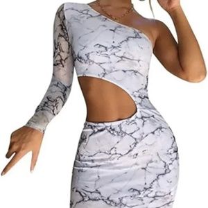 Women's Sexy Bodycon Tank Dresses One Shoulder Sleeve Midi Club Dress